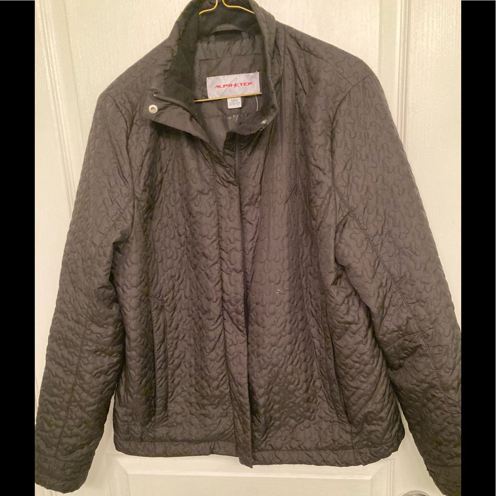Alpinetek Ladies Black Quilted Polyester Zip Up Jacket Size Medium.